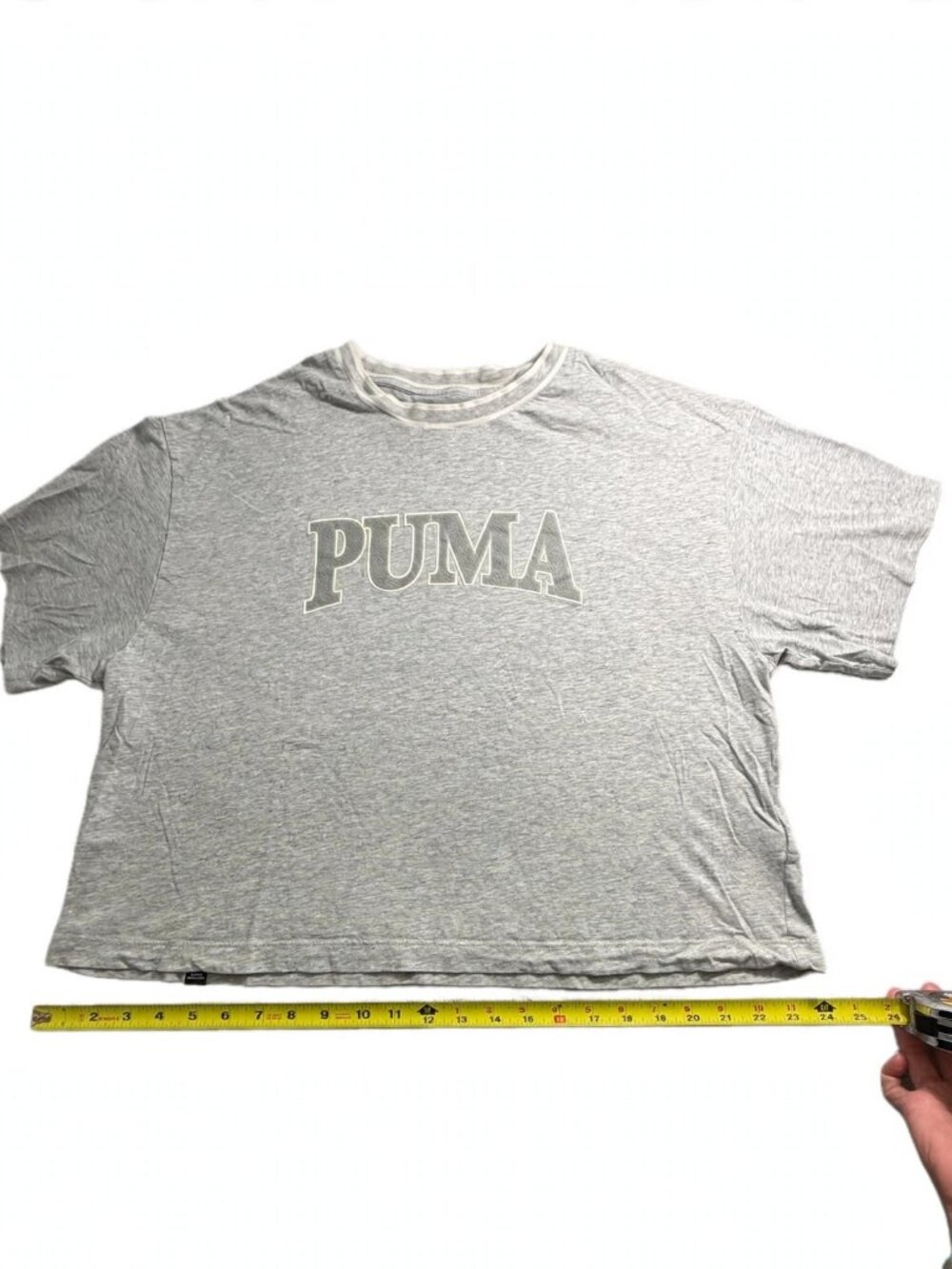 Puma Gray Heather Tee Mens XL Short Sleeve Crewneck Varsity Logo Athletic Shirt